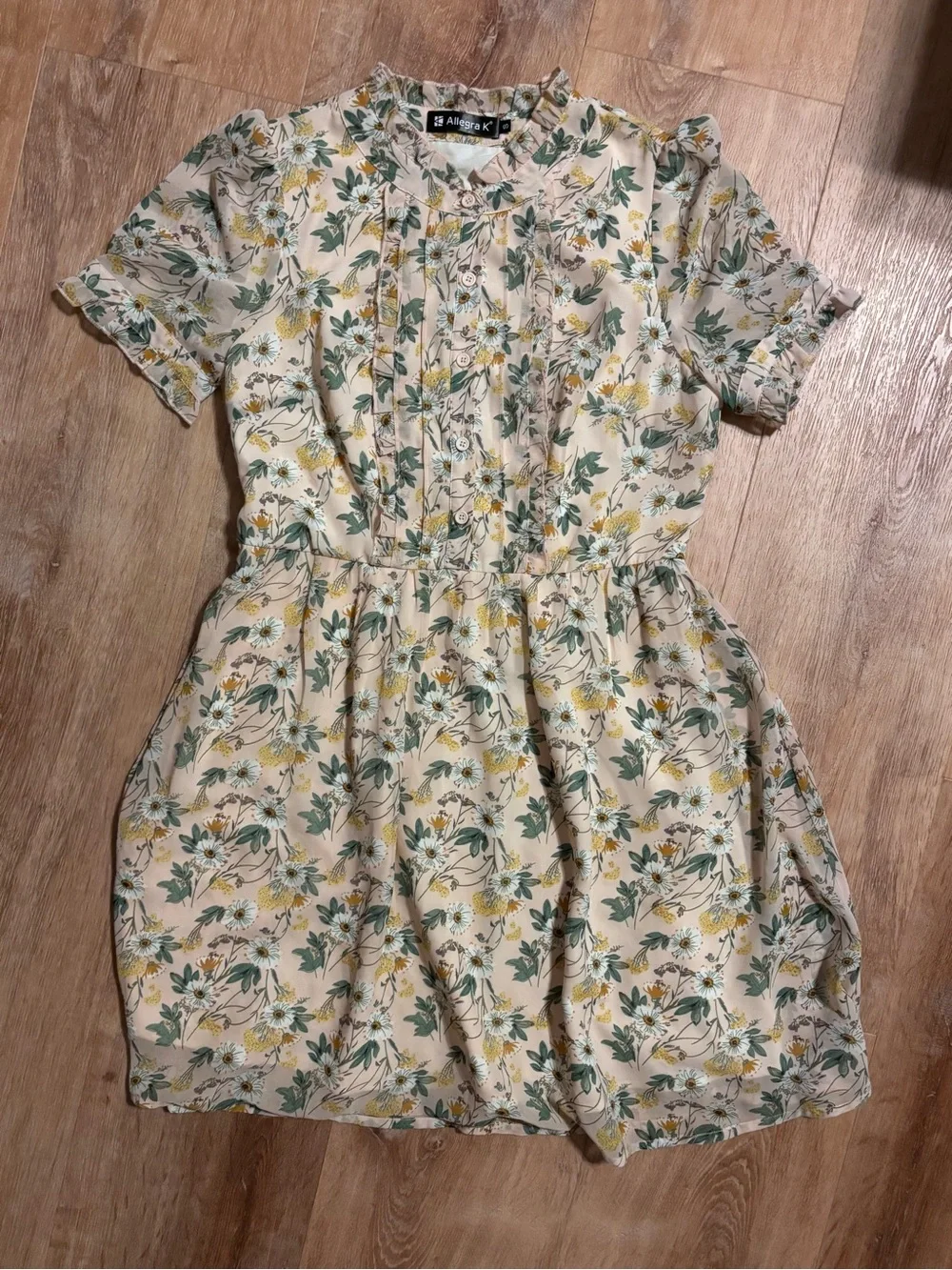Cottagecore Floral ruffle Mini Dress in pink lined small **2 for 20**